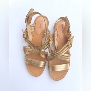 Pour La Victoire Metallic Gold Strappy Sandals